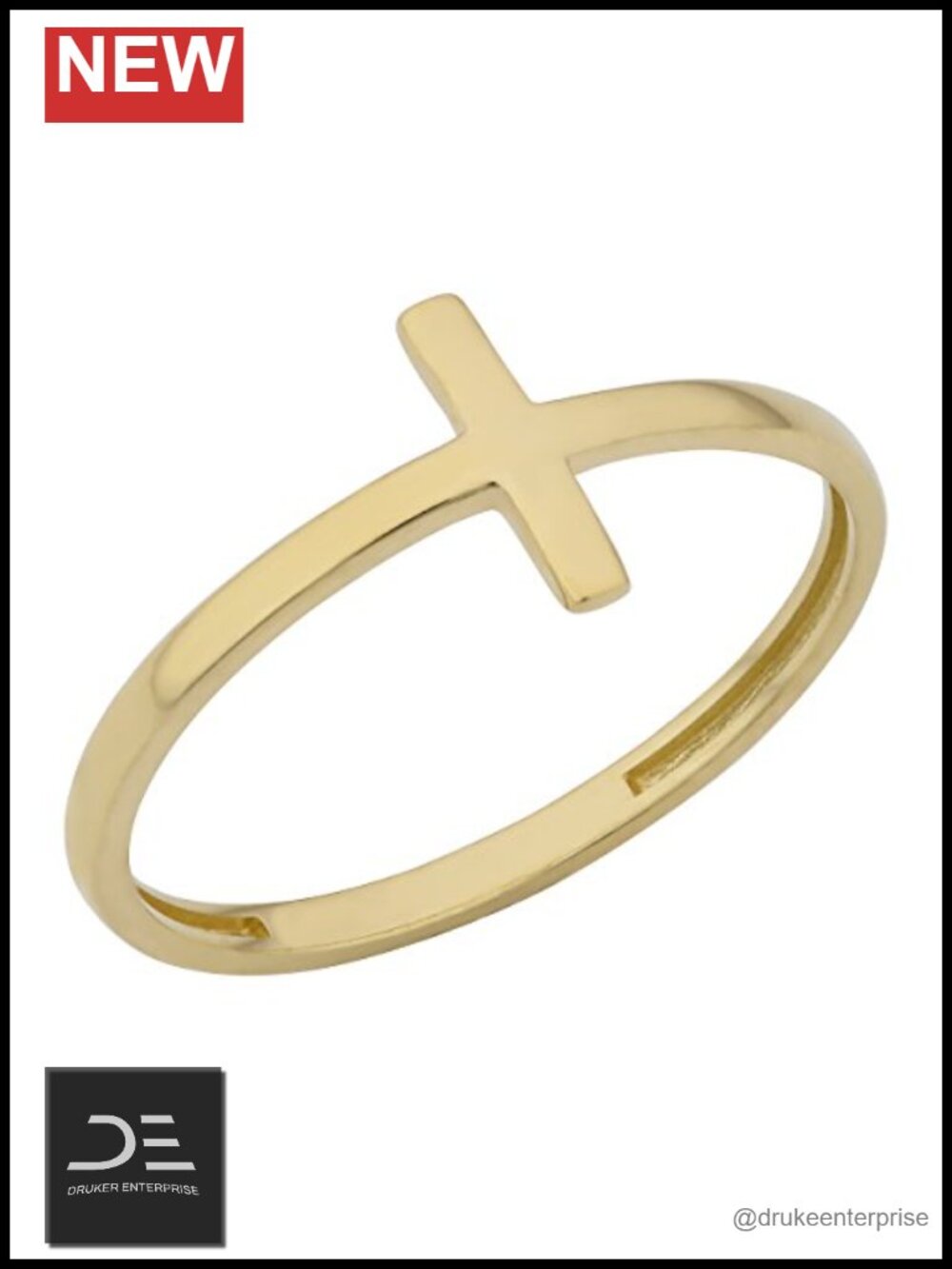 10k Solid Gold Cross Statement Ring Women Size 7